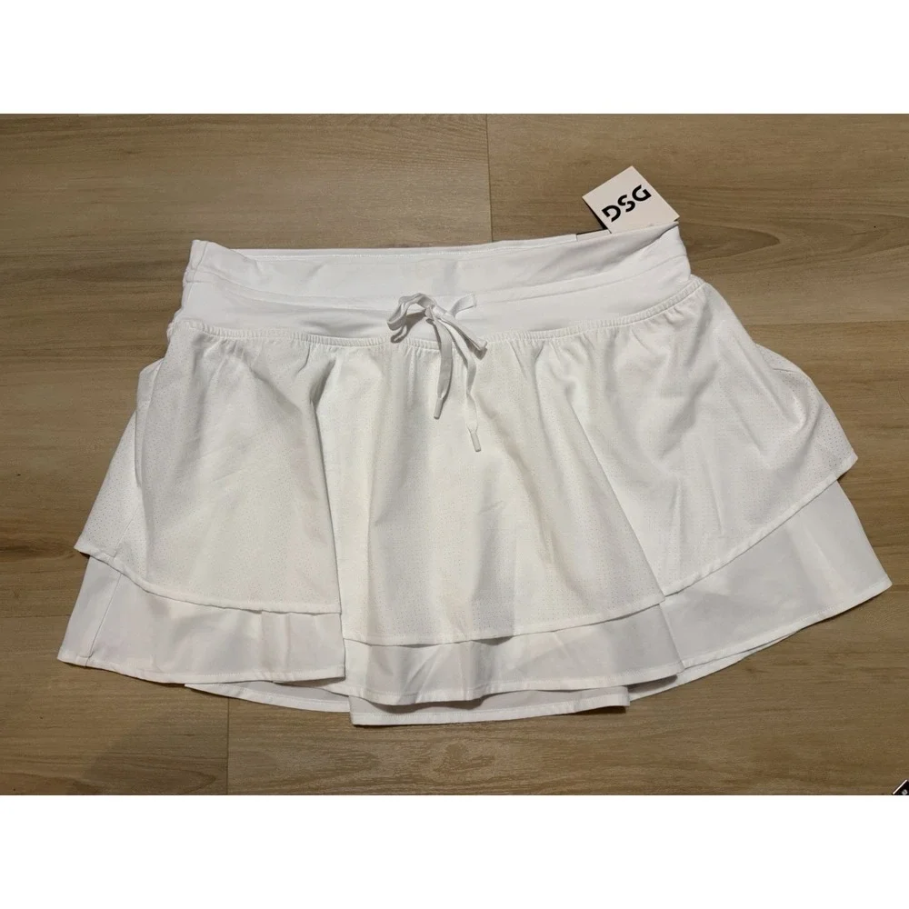 NWT DSG Women's Stride Skort‎ in Pure White Size XL Skirt With Shorts